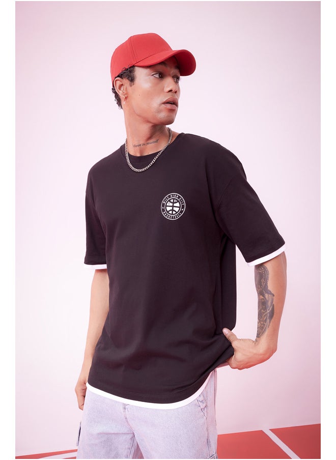 DeFacto - Man Oversize Fit Crew Neck Short Sleeve Knitted T-Shirt - Image 1