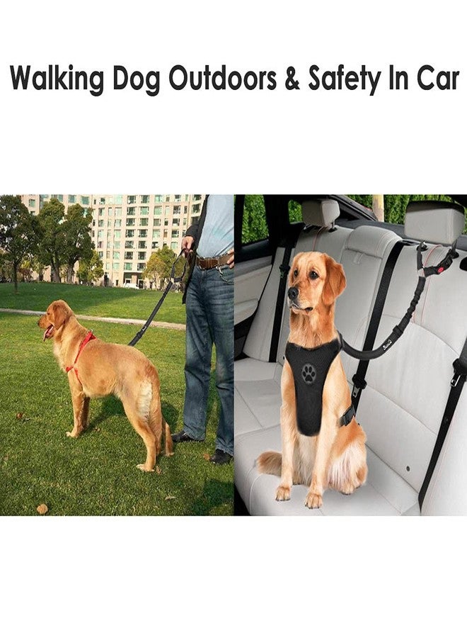 Lukovee Dog Car Seat Belt, 2 Pack Headrest Restraint Seatbelt, Adjustable Pet Safety Leads with Reflective Elastic Bungee for Dog Harness Collar Travel Daily Use (Black,Headrest) - Image 2