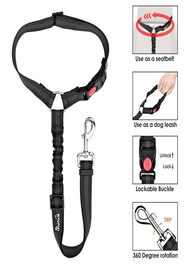 Lukovee Dog Car Seat Belt, 2 Pack Headrest Restraint Seatbelt, Adjustable Pet Safety Leads with Reflective Elastic Bungee for Dog Harness Collar Travel Daily Use (Black,Headrest) - Image 3