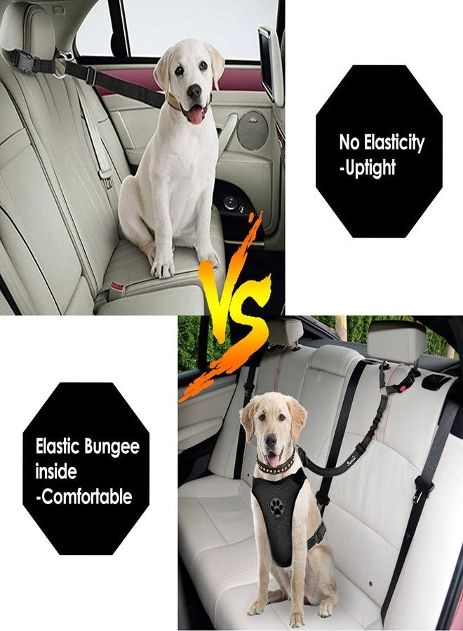 Lukovee Dog Car Seat Belt, 2 Pack Headrest Restraint Seatbelt, Adjustable Pet Safety Leads with Reflective Elastic Bungee for Dog Harness Collar Travel Daily Use (Black,Headrest) - Image 4