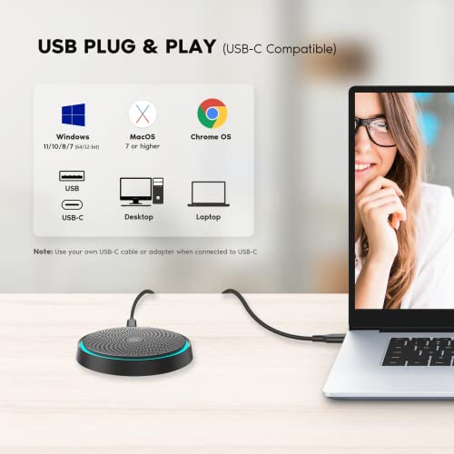 The AutoStory USB Conference Room Microphone, 360° Omnidirectional Pickup Upto 10 Feet, Easy Plug & Play, One Key Mute, Windows Mac Compatible use to Call, Record, Podcast & Meetings (Touch Mute) - Image 3