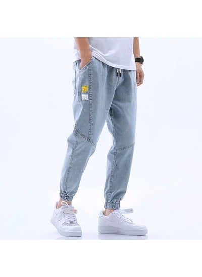 Generic - 2021 Summer Hong Kong Style Mens Jeans Loose Fit Harem Cropped Pants Trendy Brand Thin Casual Pants For Men Grey - Image 1