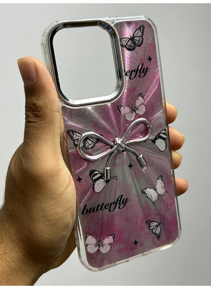 جراب خلفي علي شكل فيونكا مكتوب عليه butterfly متوافق مع هاتف اوبو A5 برو - Image 1