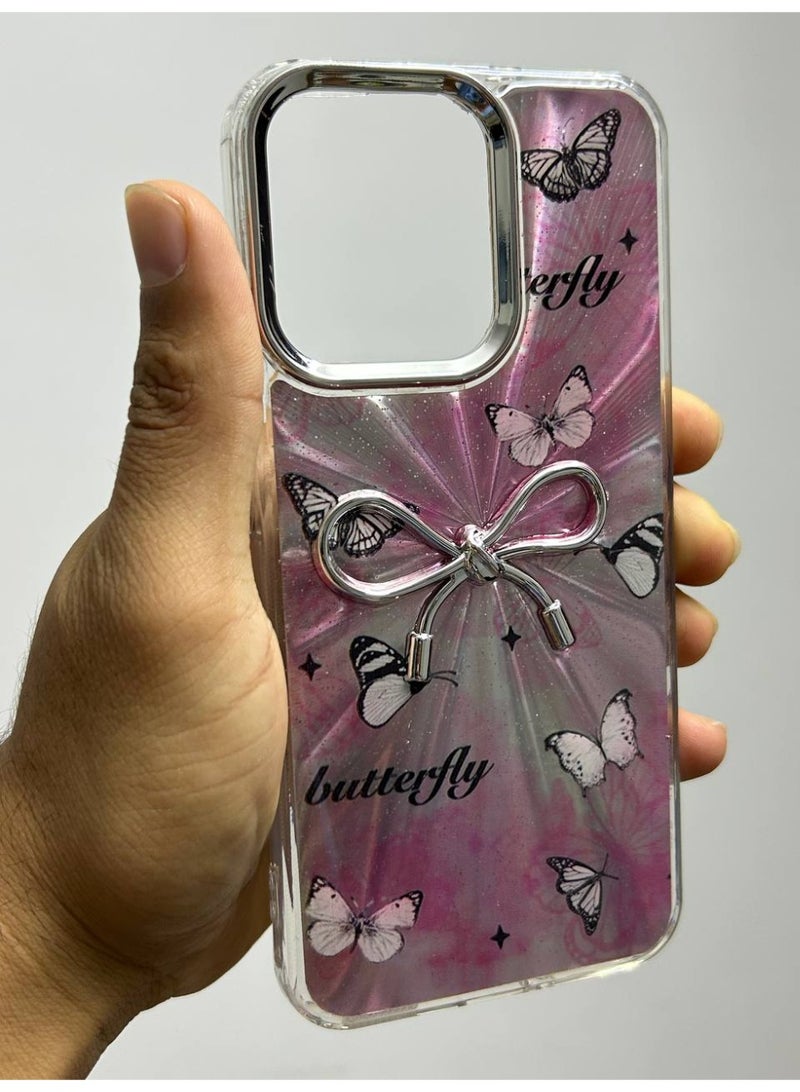 جراب خلفي علي شكل فيونكا مكتوب عليه butterfly متوافق مع هاتف اوبو A5 برو - Image 2