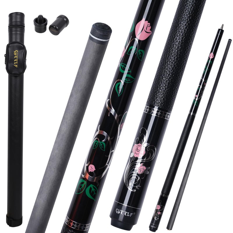 CUEELF Carbon Fiber Pool Cue Stick Leather Grip Pool Stick 58inches Carbon Shaft Technology Pink Pool Cue for Women PKPink Rose 20 oz - Image 2
