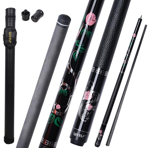 CUEELF Carbon Fiber Pool Cue Stick Leather Grip Pool Stick 58inches Carbon Shaft Technology Pink Pool Cue for Women PKPink Rose 20 oz - Image 1