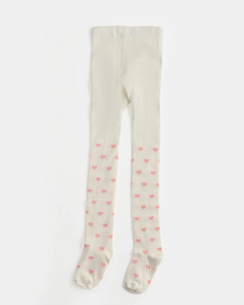 Redtag Infant Girls White Full Length Jacquard Knitted Tights Set Of 2