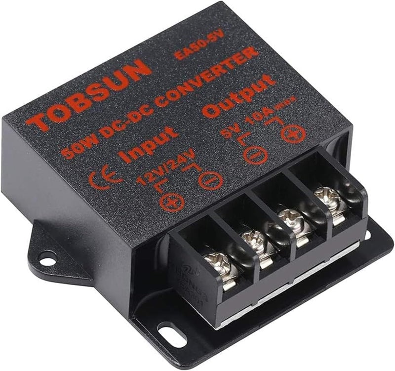 MGGi محول ومنظم جهد من DC 12V/24V إلى 5V بقدرة 10A وطاقة 50W، محول تخفيض الجهد مقاوم للماء، مكون إمداد الطاقة، محول نوع “باك”، مصنوع من الألومنيوم. - Image 2