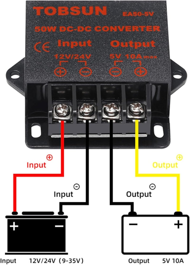 MGGi محول ومنظم جهد من DC 12V/24V إلى 5V بقدرة 10A وطاقة 50W، محول تخفيض الجهد مقاوم للماء، مكون إمداد الطاقة، محول نوع “باك”، مصنوع من الألومنيوم. - Image 5