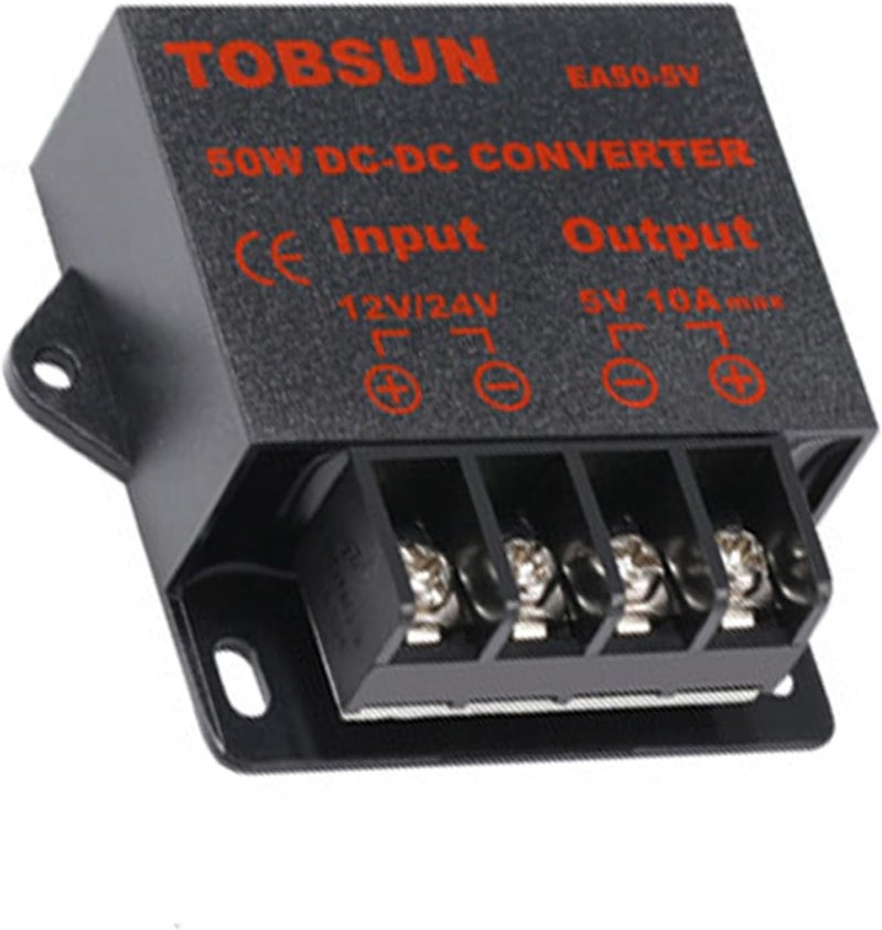 MGGi محول ومنظم جهد من DC 12V/24V إلى 5V بقدرة 10A وطاقة 50W، محول تخفيض الجهد مقاوم للماء، مكون إمداد الطاقة، محول نوع “باك”، مصنوع من الألومنيوم. - Image 4