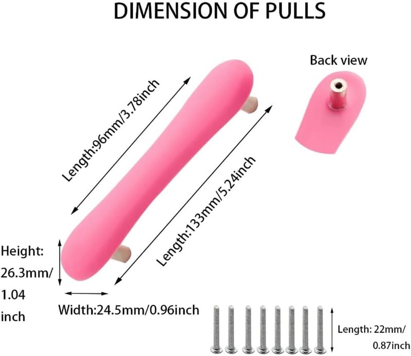 Skyscraper Soft Rubber 96mm Knobs for Kids Girls Boys Cabinet Handle pulls Drawer Knobs for Kids Room Cabinets Closets Toy Organizer Box Bookcase 4pcs/Set (Pink) - Image 2