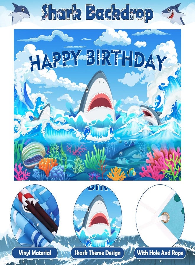 Winrayk Shark Birthday Party Decorations Supplies for Kids, Shark Balloon Arch with Backdrop, Tablecloth, Large Foil Balloon, Baby Summer Under the Sea Shark-themed Party Decorations - Image 4