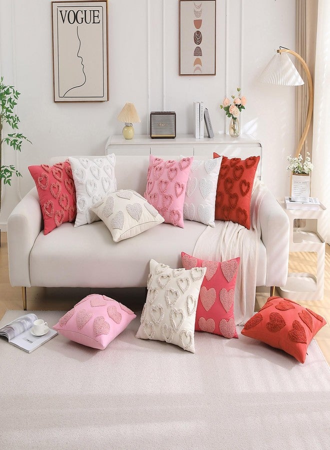KOOLIFE Heart Love Cute Pink Valentines Throw Pillow Covers 18x18 Inch Set of 2 Valentines Day Pillow Covers for Couch Sofa Home Decor Decorative Cushion Covers for Neutral Valentines Day Decorations - Image 3