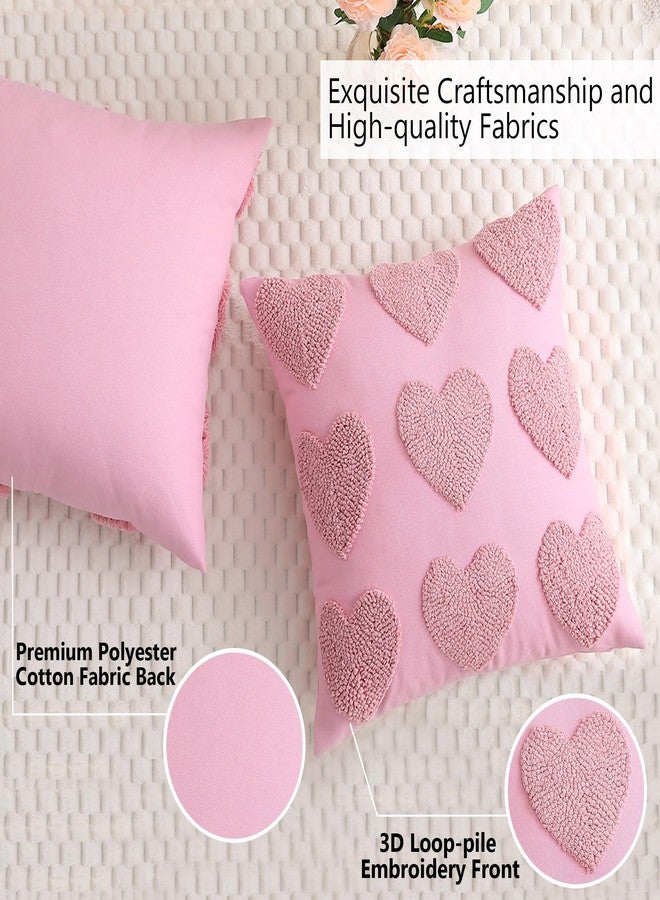 KOOLIFE Heart Love Cute Pink Valentines Throw Pillow Covers 18x18 Inch Set of 2 Valentines Day Pillow Covers for Couch Sofa Home Decor Decorative Cushion Covers for Neutral Valentines Day Decorations - Image 4