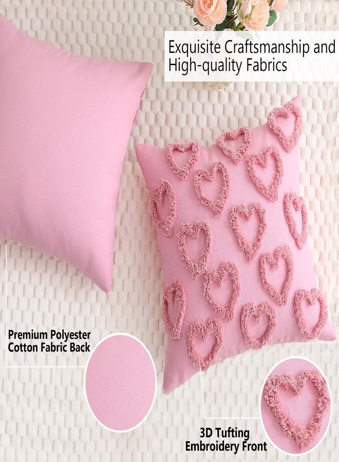 KOOLIFE Heart Love Cute Pink Valentines Throw Pillow Covers 18x18 Inch Set of 2 Valentines Day Pillow Covers for Couch Sofa Home Decor Decorative Cushion Covers for Neutral Valentines Day Decorations - Image 5
