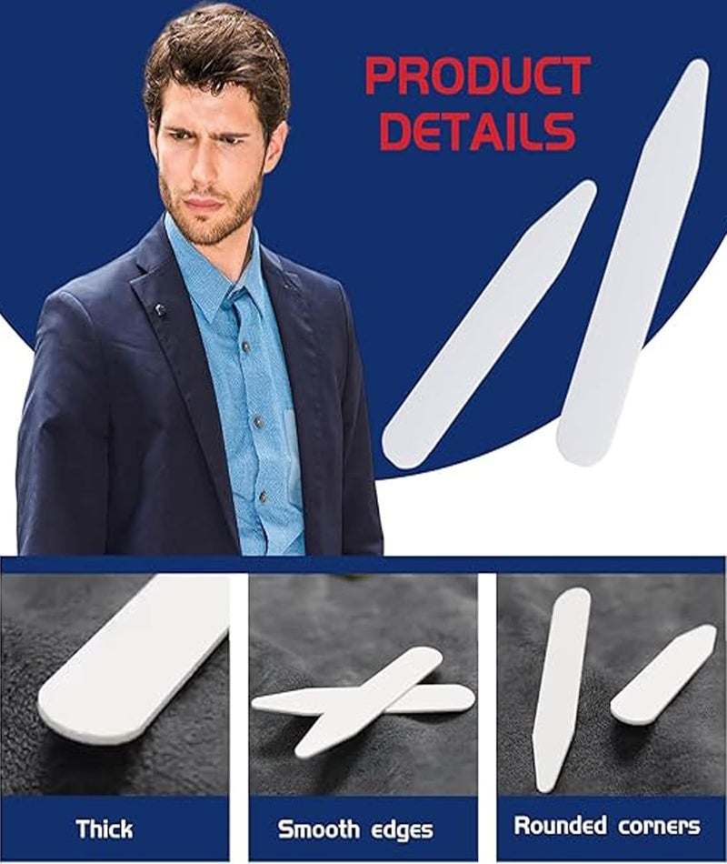 CartHome 1 Pcs Shirt Collar Protector, Adjustable Shirt Stays for Men Collar Stand with 8 Pairs of Stays Slick Collar for Men Shirt Ideal for Daily Use and Gift Giving White - Image 5