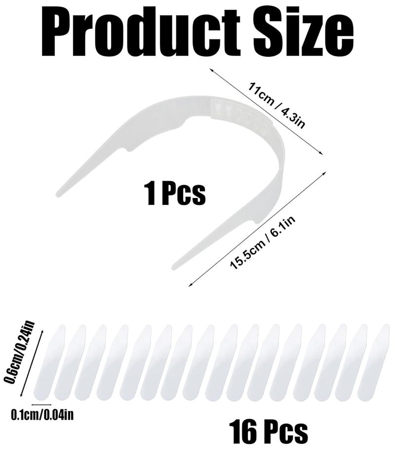 CartHome 1 Pcs Shirt Collar Protector, Adjustable Shirt Stays for Men Collar Stand with 8 Pairs of Stays Slick Collar for Men Shirt Ideal for Daily Use and Gift Giving White - Image 2