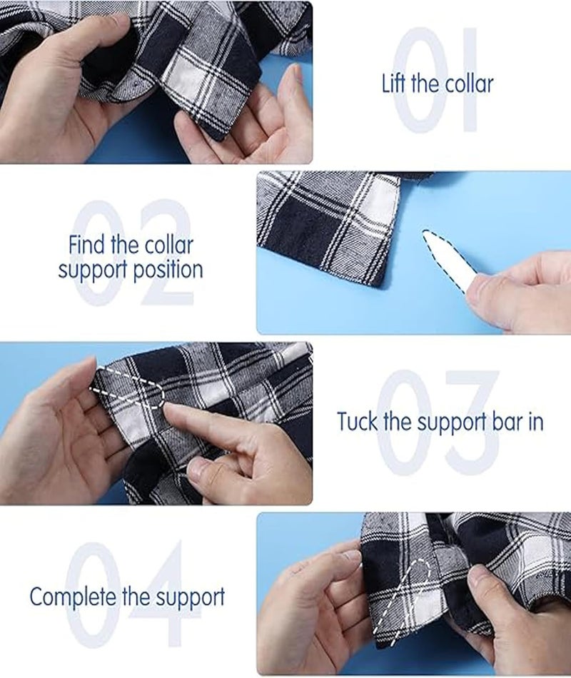 CartHome 1 Pcs Shirt Collar Protector, Adjustable Shirt Stays for Men Collar Stand with 8 Pairs of Stays Slick Collar for Men Shirt Ideal for Daily Use and Gift Giving White - Image 4