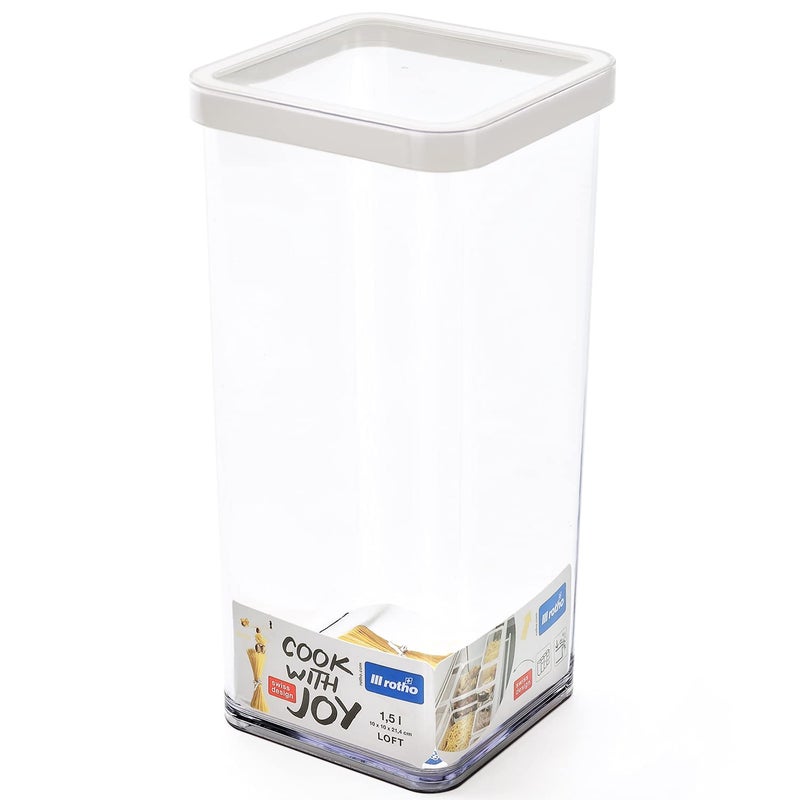 Rotho Loft square storage box 15l with lid and seal Plastic PP BPAfree whitetransparent 15l 100 x 100 x 214 cm