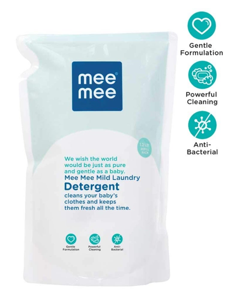 Mee Mee Baby Liquid Detergent 1.2 L | Ph Balanced, Free from Harsh Chemicals, Safe for Mother's Hands & Baby's Skin | Anti-Bacterial, Removes Stains & Odor with One Drop, Hypoallergenic (Pack of 2) - Image 2