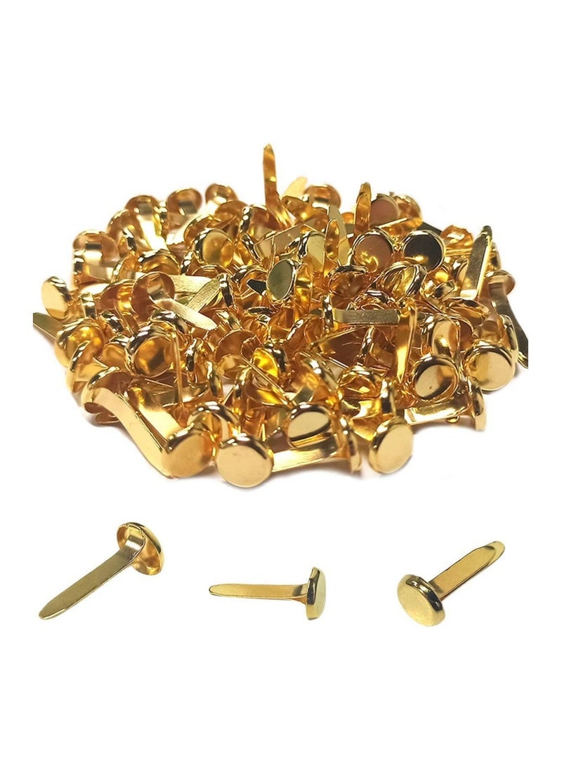 100 Pcs Brass Paper Fasteners 8x17mm Plated Mini Brads for Scrapbooking Crafts DIY Projects - Image 1