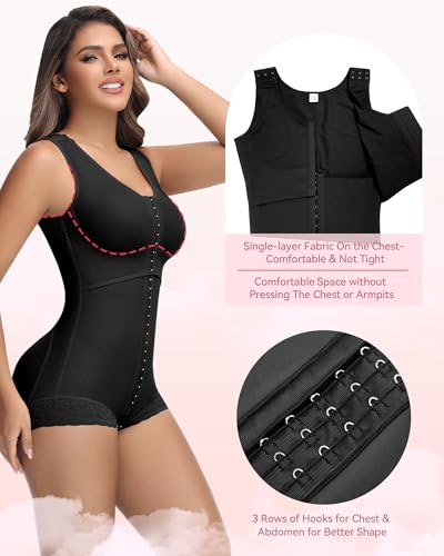 SHAPSHE Fajas Colombianas Body Shaper Post Surgery Stage 2 3 Tummy Control High Compression Garment Shapewear for Women with 3 Rows Hooks Black S - Image 3