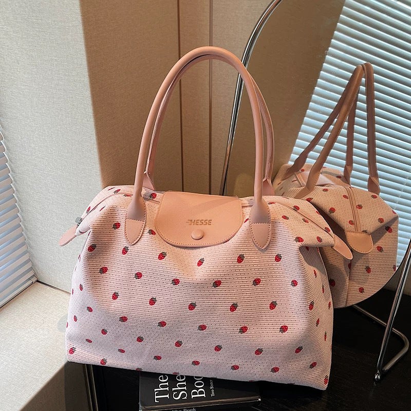Pink Polka Dot Tote Bag for Women - Image 3