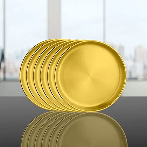 Shri & Sam Shri & Sam Stainless Steel Double Wall Side Plate with PVD Coating, Nikki (Gold), 6 Pieces  - Image 2