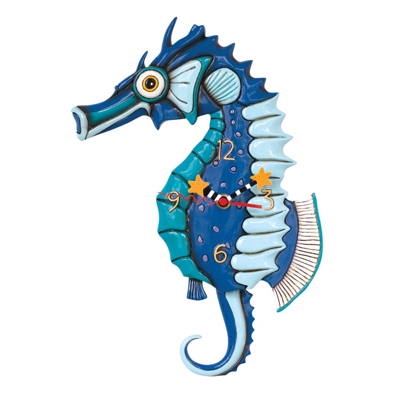 Allen Designs Enesco Salty The Seahorse Sculpted Pendulum Wall Clock 1375 Inch Blue