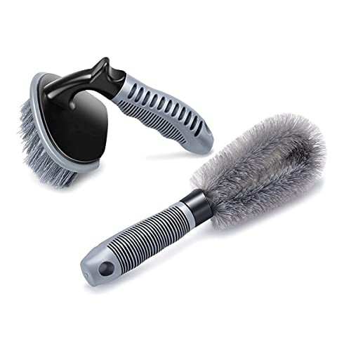 AUTOVEA Universal Car Wheel Rim Cleaning Combo Pack of 1 x Alloy Wheel Cleaning Brush and 1 x Tyre Brush Washing Tool | Rim Cleaner for Your Car, Motorcycle, Bicycle, Truck, Tempo, Auto Rickshaw - Image 1