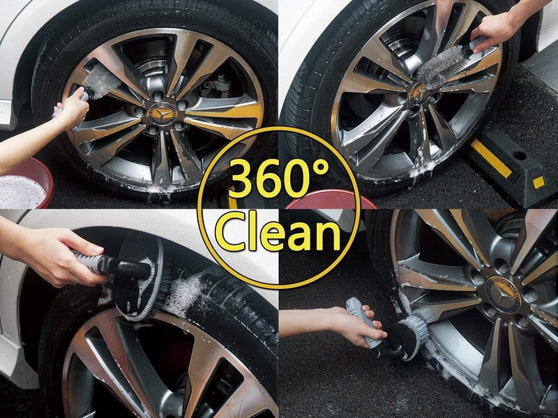 AUTOVEA Universal Car Wheel Rim Cleaning Combo Pack of 1 x Alloy Wheel Cleaning Brush and 1 x Tyre Brush Washing Tool | Rim Cleaner for Your Car, Motorcycle, Bicycle, Truck, Tempo, Auto Rickshaw - Image 2