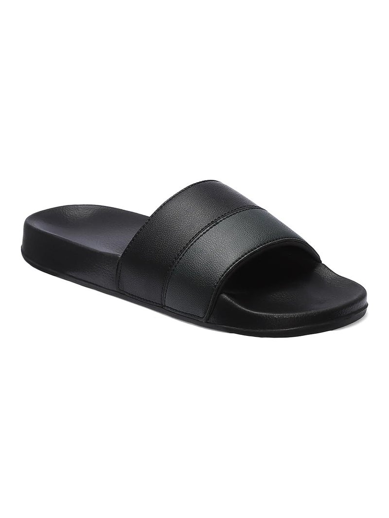 hummel CAMP MEN COLOUR BLOCK SLIDERS Comfortable Cushioned Sole Arch Support Durable Lightweight Flexible Trendy Style Flip flops and Slippers Slides for Men Daily use Chappal - UK 10 Black & Green - Image 3