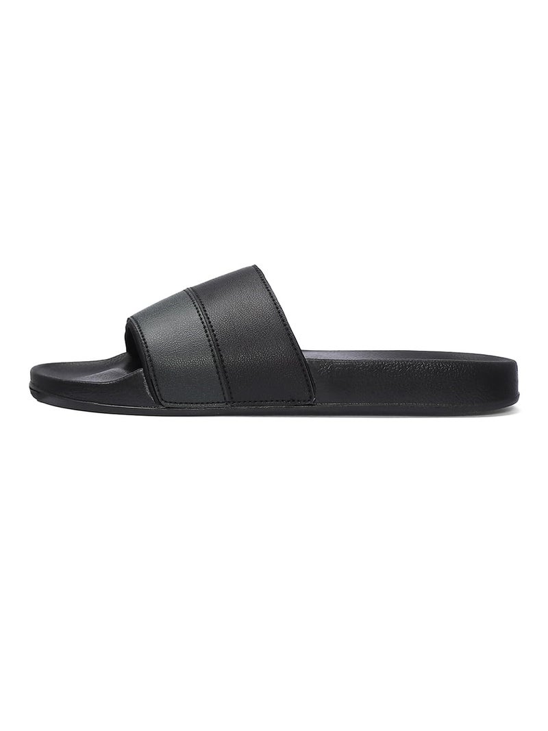 hummel CAMP MEN COLOUR BLOCK SLIDERS Comfortable Cushioned Sole Arch Support Durable Lightweight Flexible Trendy Style Flip flops and Slippers Slides for Men Daily use Chappal - UK 10 Black & Green - Image 4