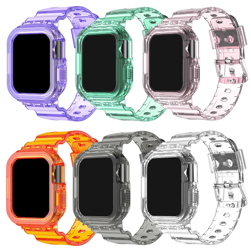 Compatible Clear Case and Band for Apple Watch 44mm 45mm Transparent Pink Men Women Series SE 9 8 7 6 5 4 - Image 4