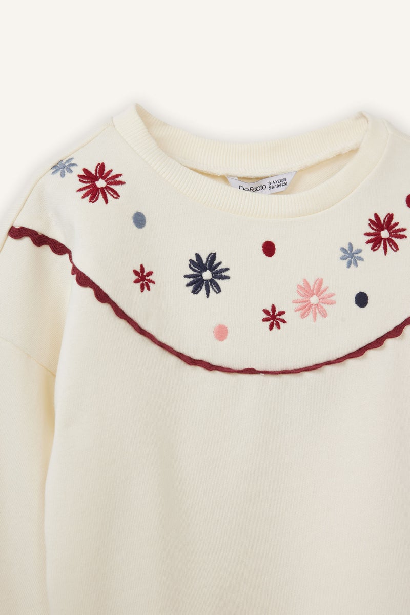 ديفاكتو سويت شيرت بيبي بناتي فلورال اوفر سايز مطرز - Image 2