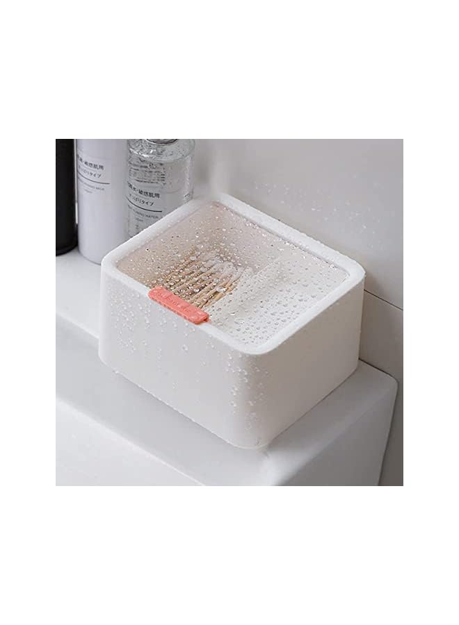 Raxoom Storage Organizer Container Box with Lid, 2 Slot Q-tip Holder for Cotton Swabs, Q-Tips, Balls, Makeup Sponges, Suitable for Modern Square Bathroom Vanity Countertop - Image 4