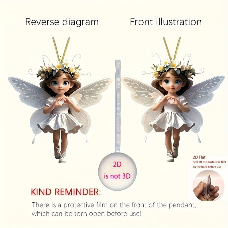 Flat Butterfly Fairy Acrylic Pendant Keychain Car Ornament Gift W357 - Image 5