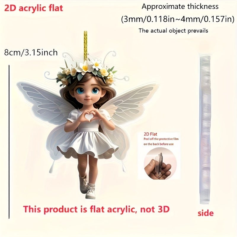 Flat Butterfly Fairy Acrylic Pendant Keychain Car Ornament Gift W357 - Image 2