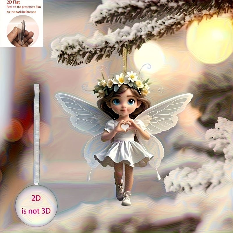 Flat Butterfly Fairy Acrylic Pendant Keychain Car Ornament Gift W357 - Image 4