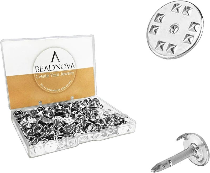 BEADNOVA 300 Pairs Butterfly Pin Backings Clutch Tie Tacks Lapel Pin Backs Enamel Backs Blank with Backings Silver 300 Sets - Image 1