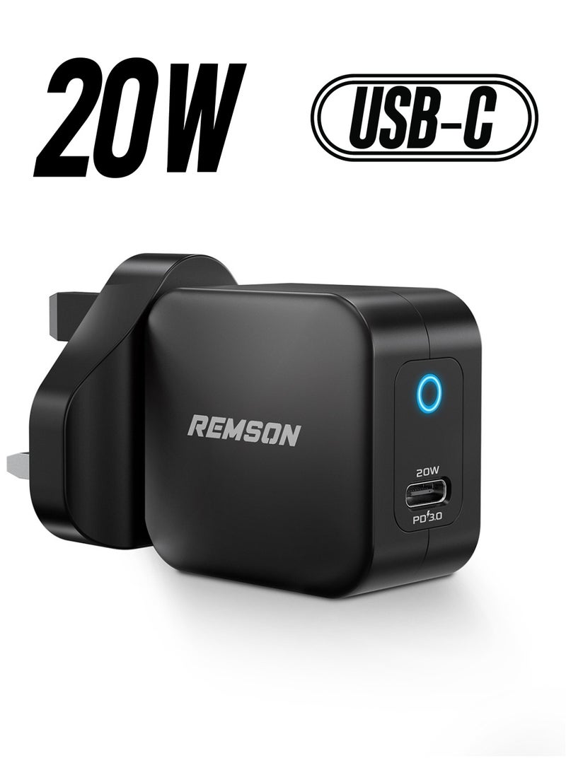 Remson - Remson 20W Power Delivery Wall Adapter USB-C Charging Port Fast Charger Compatible for  iPhone 13/13 Mini/13 Pro/13 Pro Max/12 Pro Max/SE/11, Pixel, Galaxy S20 S10 S9, iPad Mini/Pro - Image 1
