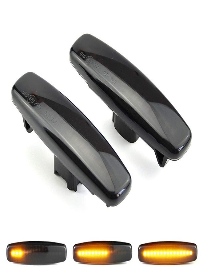 Csslyzl 2Pcs Dynamic Flowing Sequential LED Side Marker Turn Signal lights Compatible with Infiniti FX35 FX37 G35 M35 M37 Nissan Murano Fuga Pathfinder Skyline, Smoked Lens - Image 1