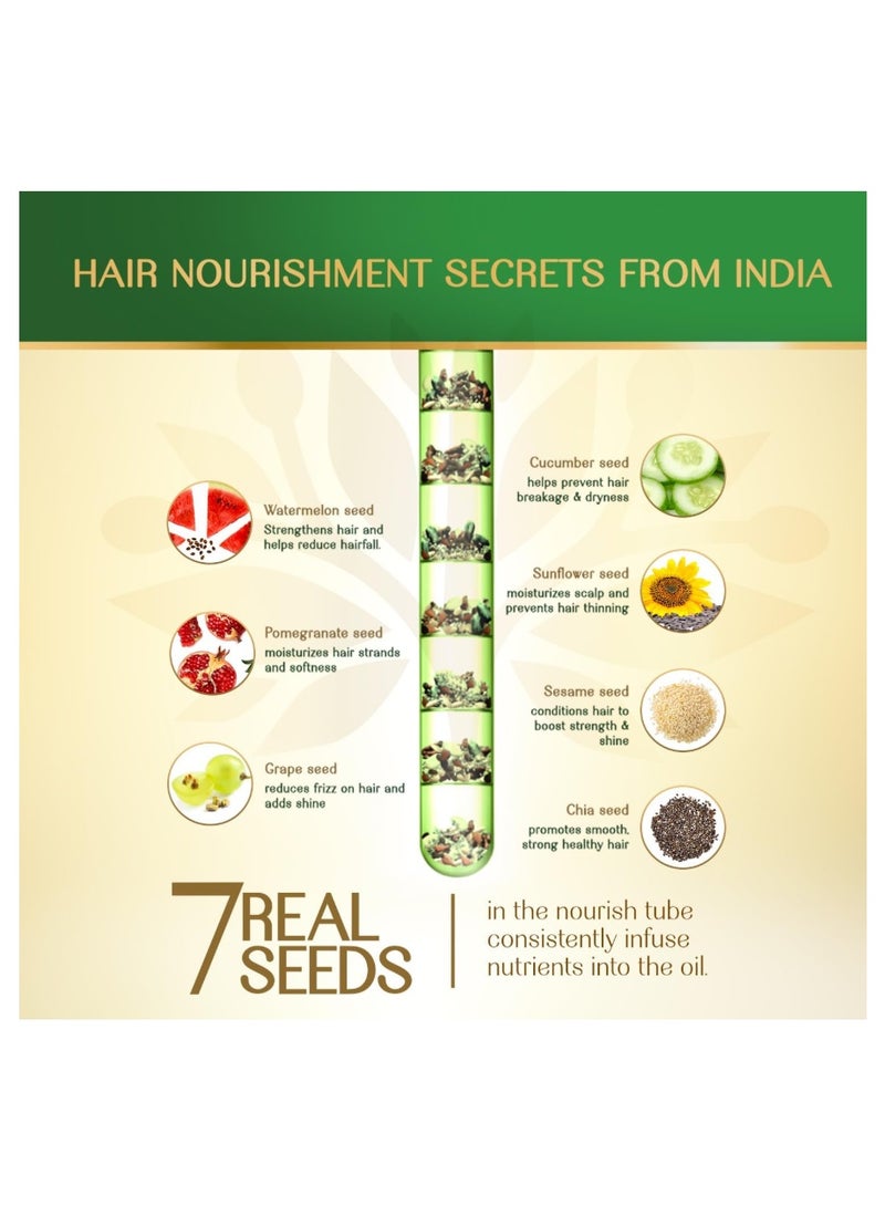 Herbsindia Amla & 7 Herbal Seeds Hair Oil (180ml) - With Innovative Nourish Tube - Strengthens & Thickens Hair - Silicone & Paraben-Free - Natural Scalp Therapy - Image 3