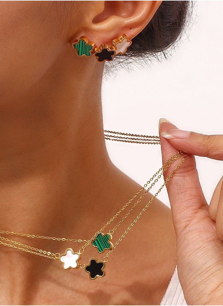 MissTiara - Fashion Stainless Steel Hypoallergenic Acrylic Flower Shape Pendant Necklace Earrings Set - Image 1