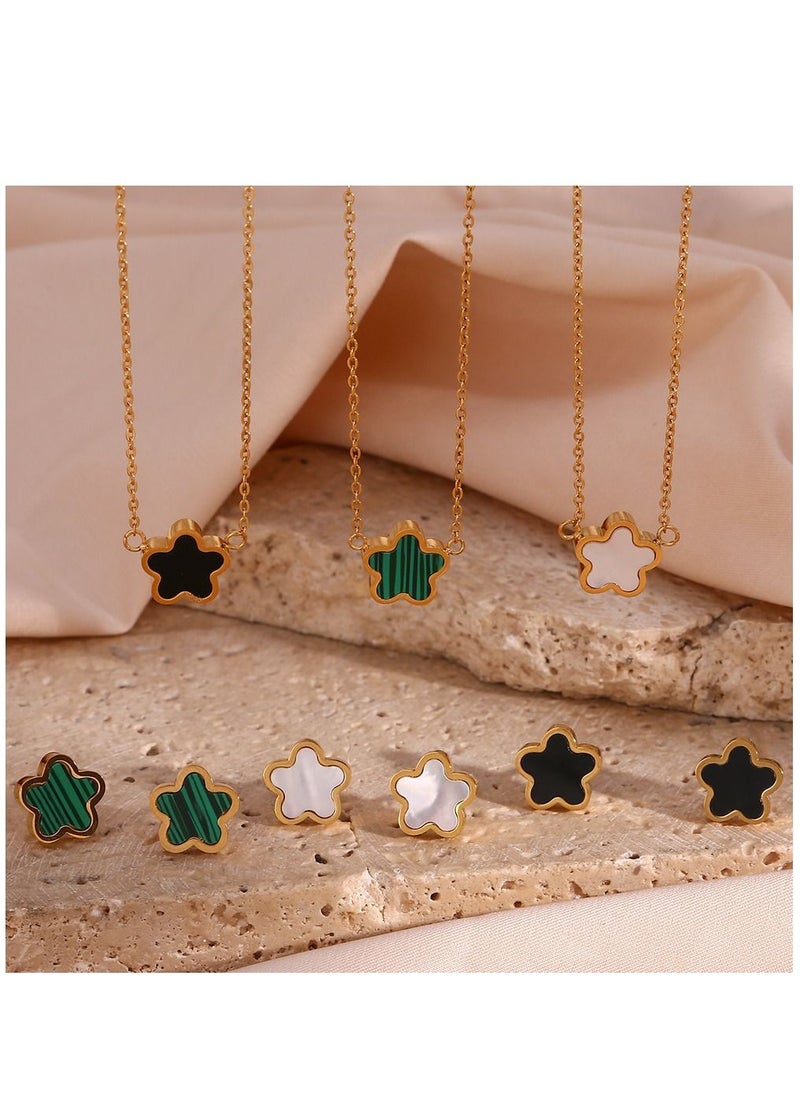 MissTiara - Fashion Stainless Steel Hypoallergenic Acrylic Flower Shape Pendant Necklace Earrings Set - Image 1
