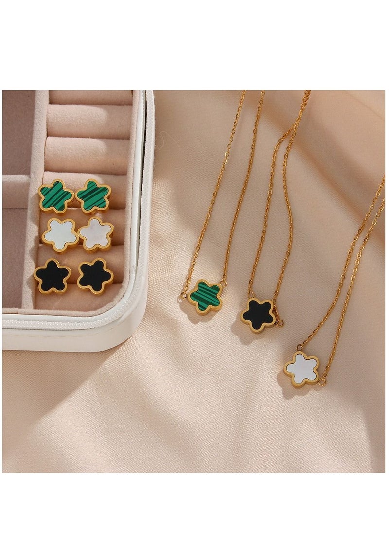 MissTiara - Fashion Stainless Steel Hypoallergenic Acrylic Flower Shape Pendant Necklace Earrings Set - Image 1
