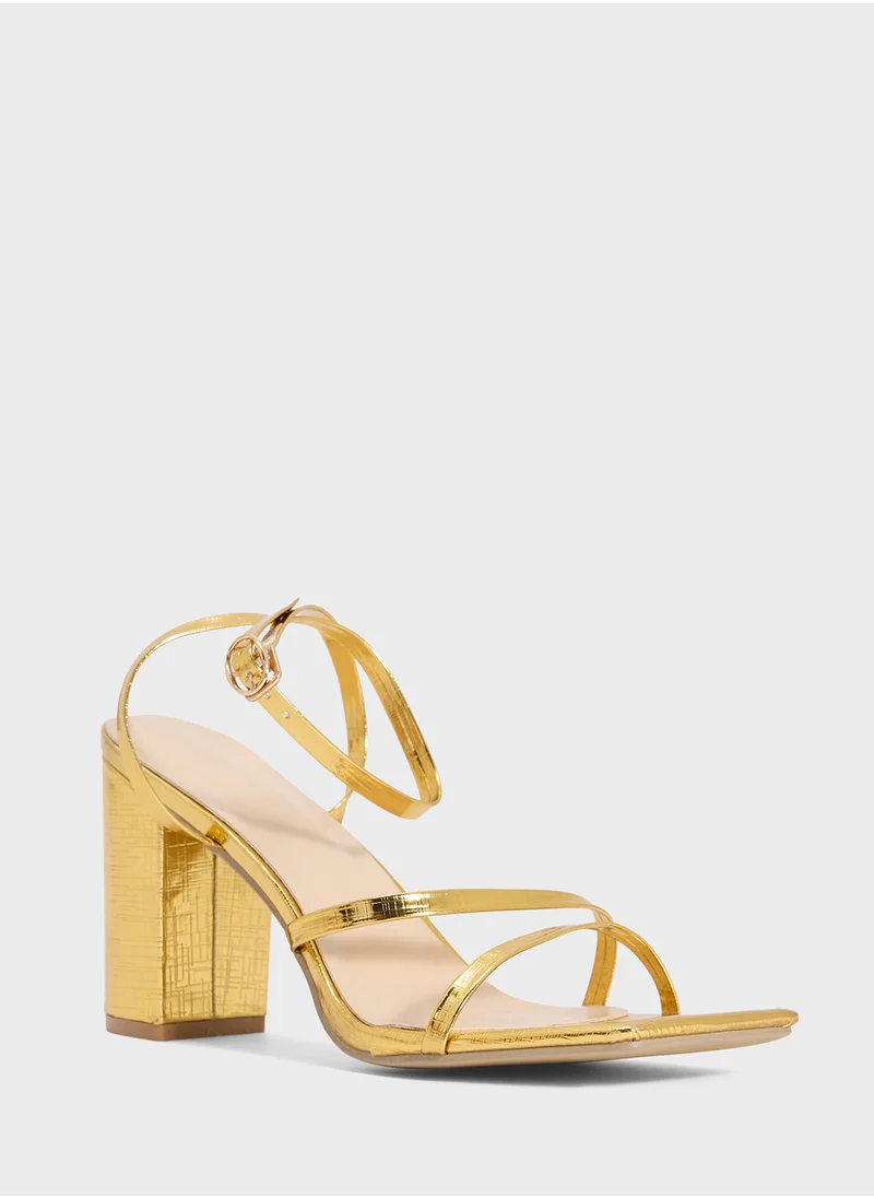 ELLA Triple Strap Block Heeled Sandal