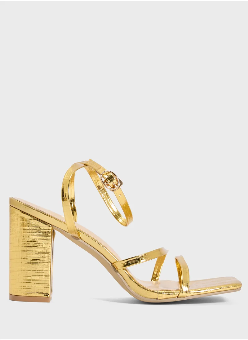 ELLA Triple Strap Block Heeled Sandal