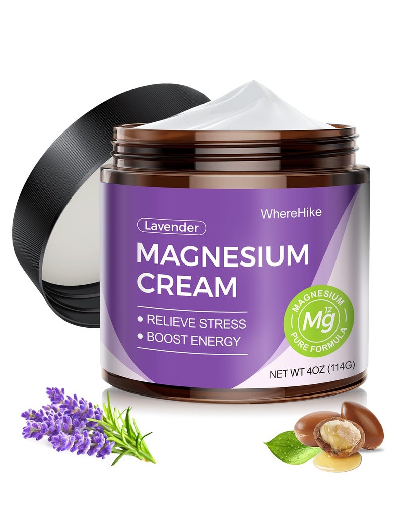 STILIP Natural Topical Magnesium Cream for SleepNighttime Magnesium Lotion for Pain and Leg CrampsMuscle RelaxationCalmDeep Hydration for Skin CareLavender