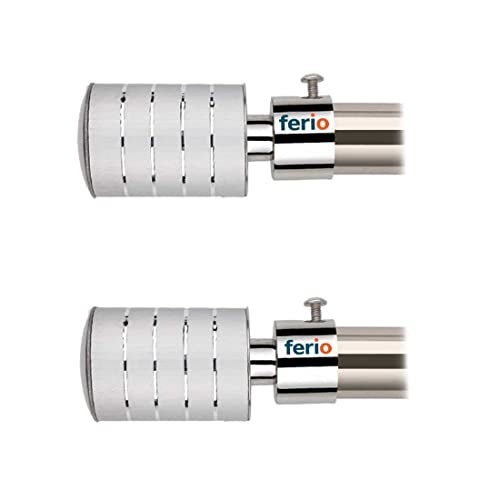 FERIO Stainless Steel and Aluminium Curtain Holder Bracket for Door and Windows Fitting Accessories for Home Décor for 1 Inch Rod Size Only Finials Set Silver Colour (Pack of 2) - Image 1